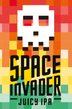 Space Invader Juicy IPA label with pixelated design on a colorful background